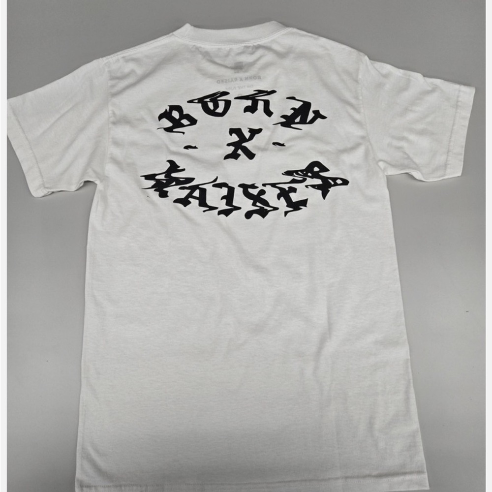 BORN X RAISED Black and White Short Sleeve Tee NWT Size Small